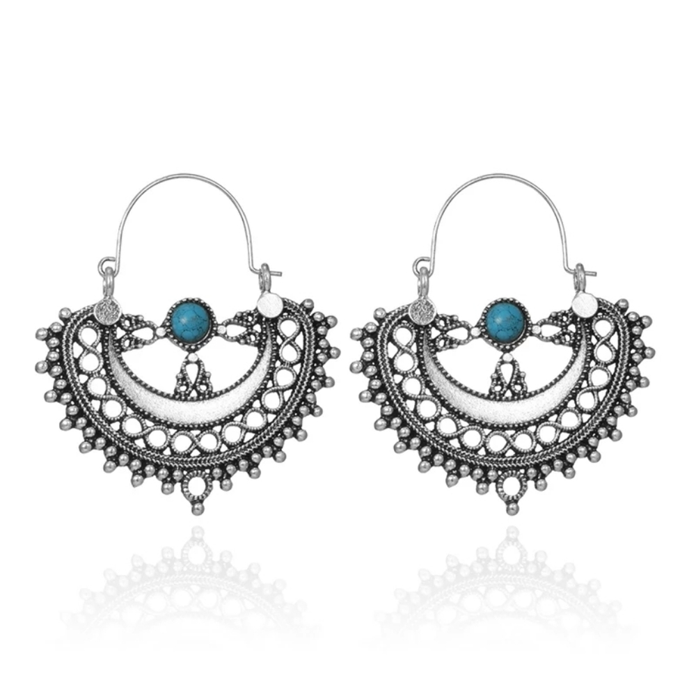 Drop silver plated Hollow turquoise Earrings